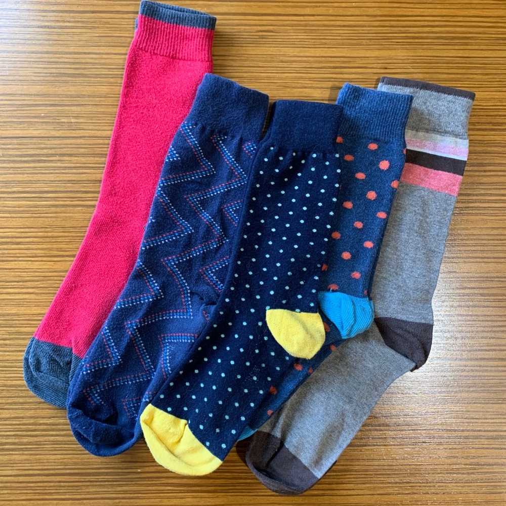 Lot Five Pairs Mens Trouser Dress Socks, J. Crew and other brands